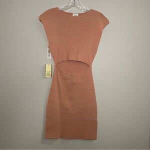 Aritzia Wilfred Free Cut‎ Out Knit Mini Dress Size M Terracotta Sleeveless Dress